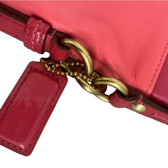 Coach Bonnie Foldover Leather Crossbody Purse Light & Dark Pink 13388 - Picture 6 of 9